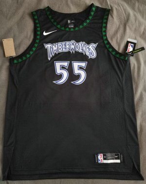 Minnesota Timberwolves 55 Creek Retro Jersey Black Player Version